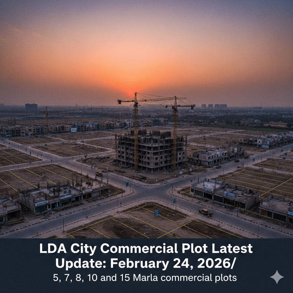 LDA City Lahore commercial plot latest price and development update as of February 24, 2026